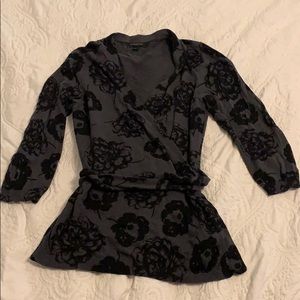 Floral print wrap sweater